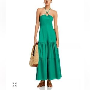 Aqua cotton halter Maxi Dress
